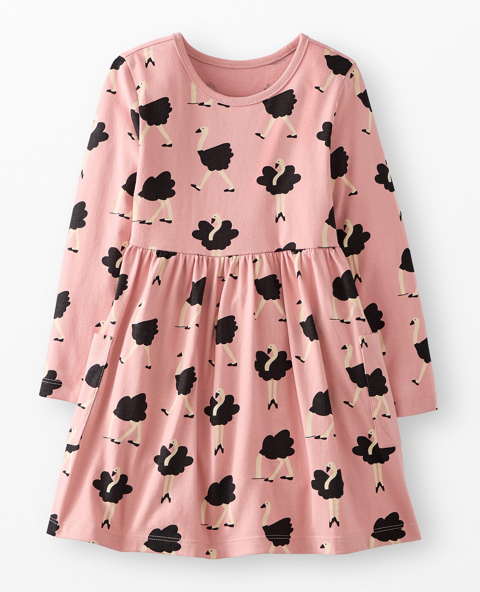 Holiday Long Sleeve Playground Dress with Pockets in Ollie Ostrich - main
