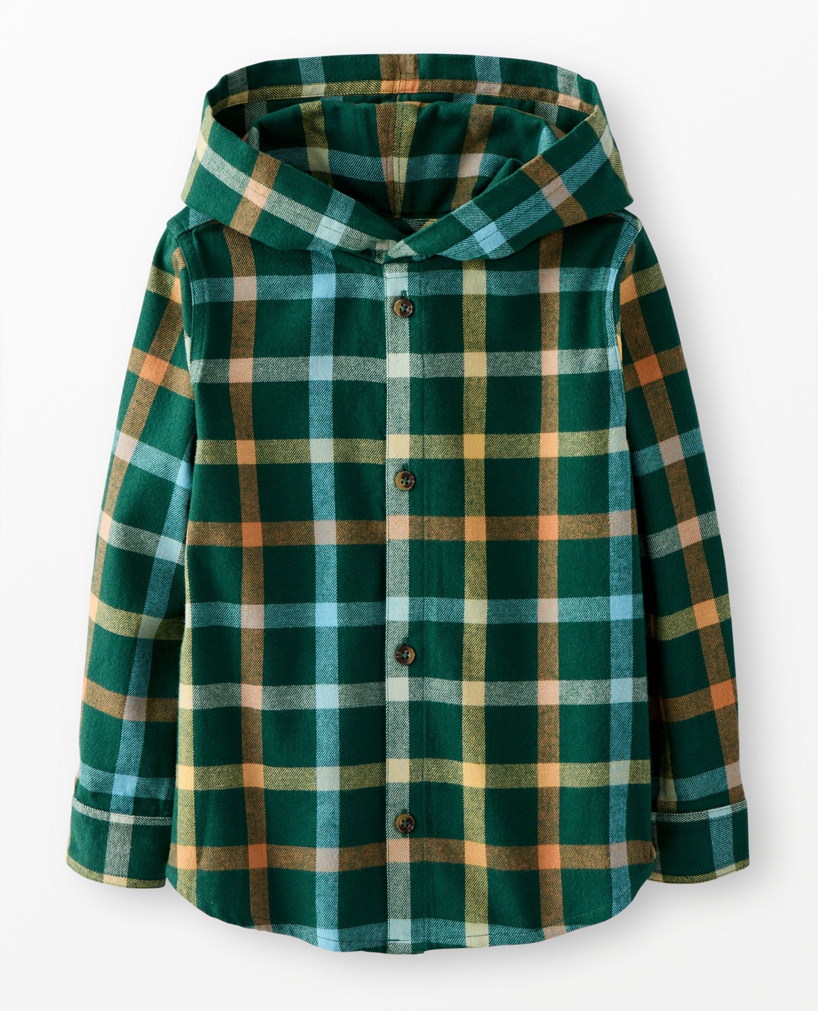 Flannel Hooded Button Up Shirt in Fall Plaid - main