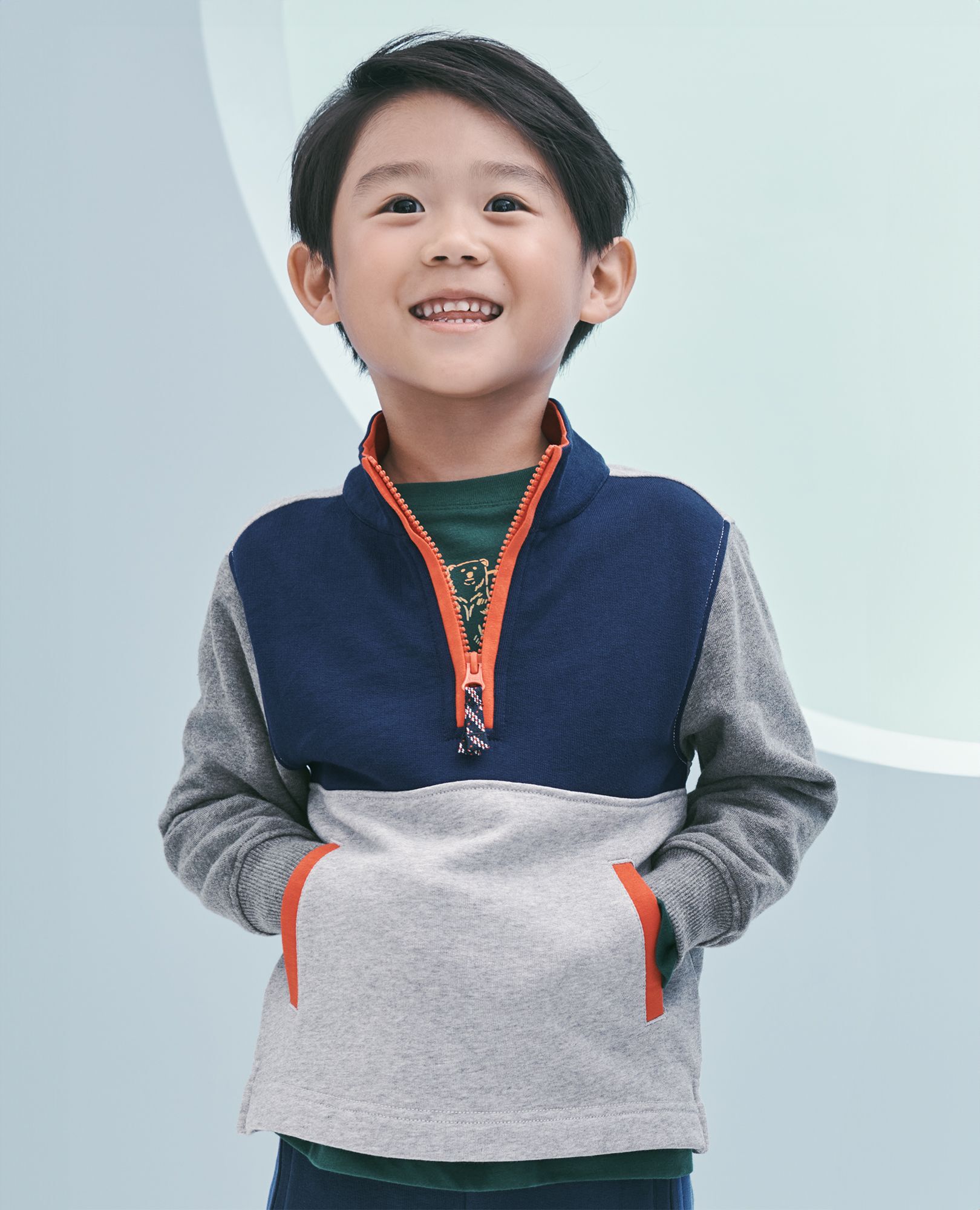 Colorblock Quarter Zip French Terry Sweatshirt Hanna Andersson