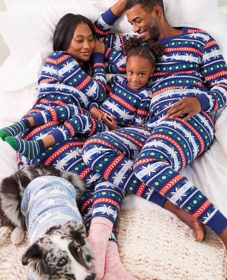 Adult Unisex Holiday Print Long John Pajama Top in  - main