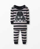 Star Wars™ Stripe Long John Pajamas In Organic Cotton in Black/Clay Grey - main