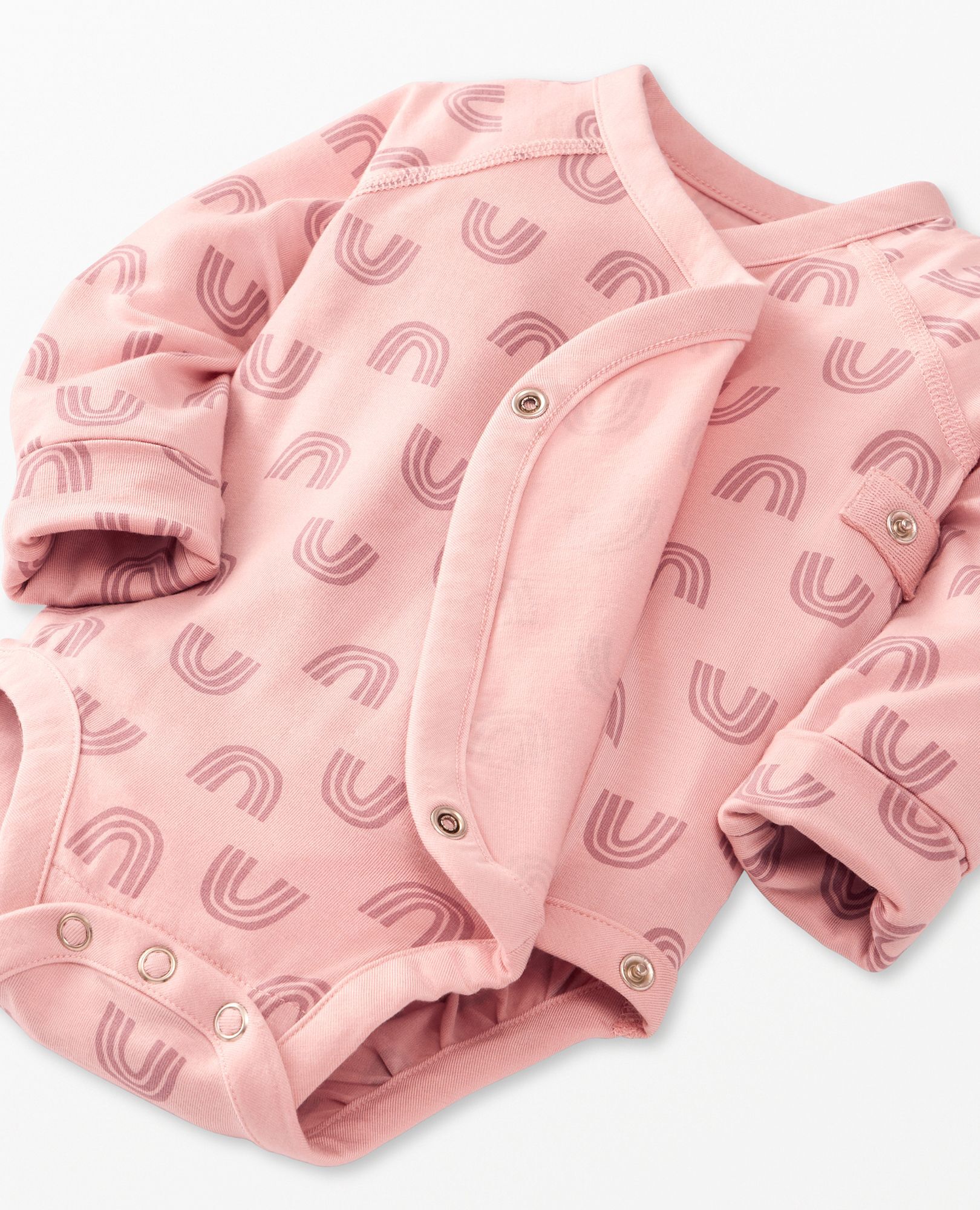 Baby Layette  Wrap Top & Wiggle Pants in HannaSoft™ in Blush Pink Rainbow - main