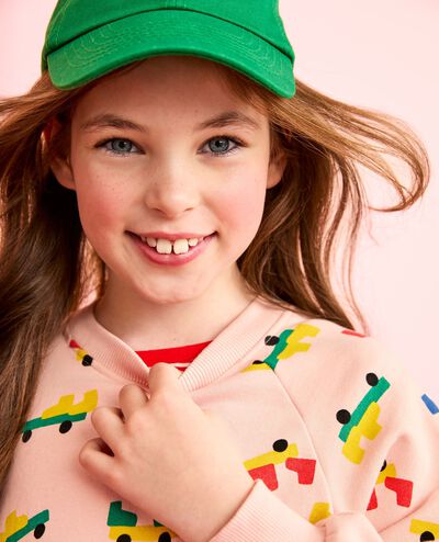 Oversized French Terry Bubble Sweatshirt in Skateboarding on Pink - main