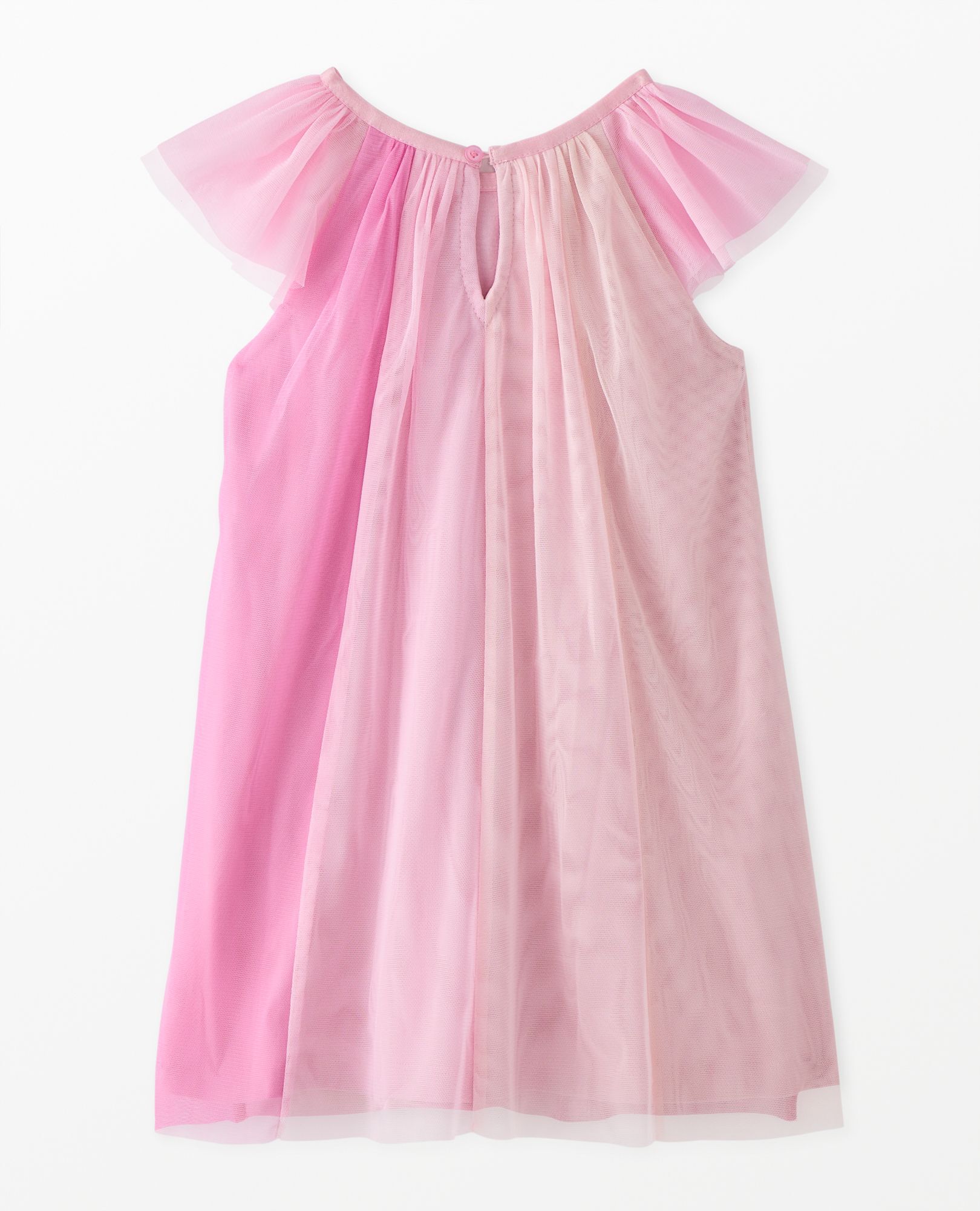 Flutter Sleeve Tulle Paneled Dress in Pink Gradient - main
