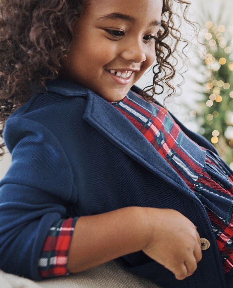 Knit Twill Blazer in Navy Blue - main