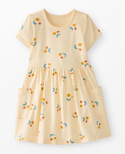 Playground Dress with Pockets in Multi Sun, Moon and Stars on Almond Oil - main