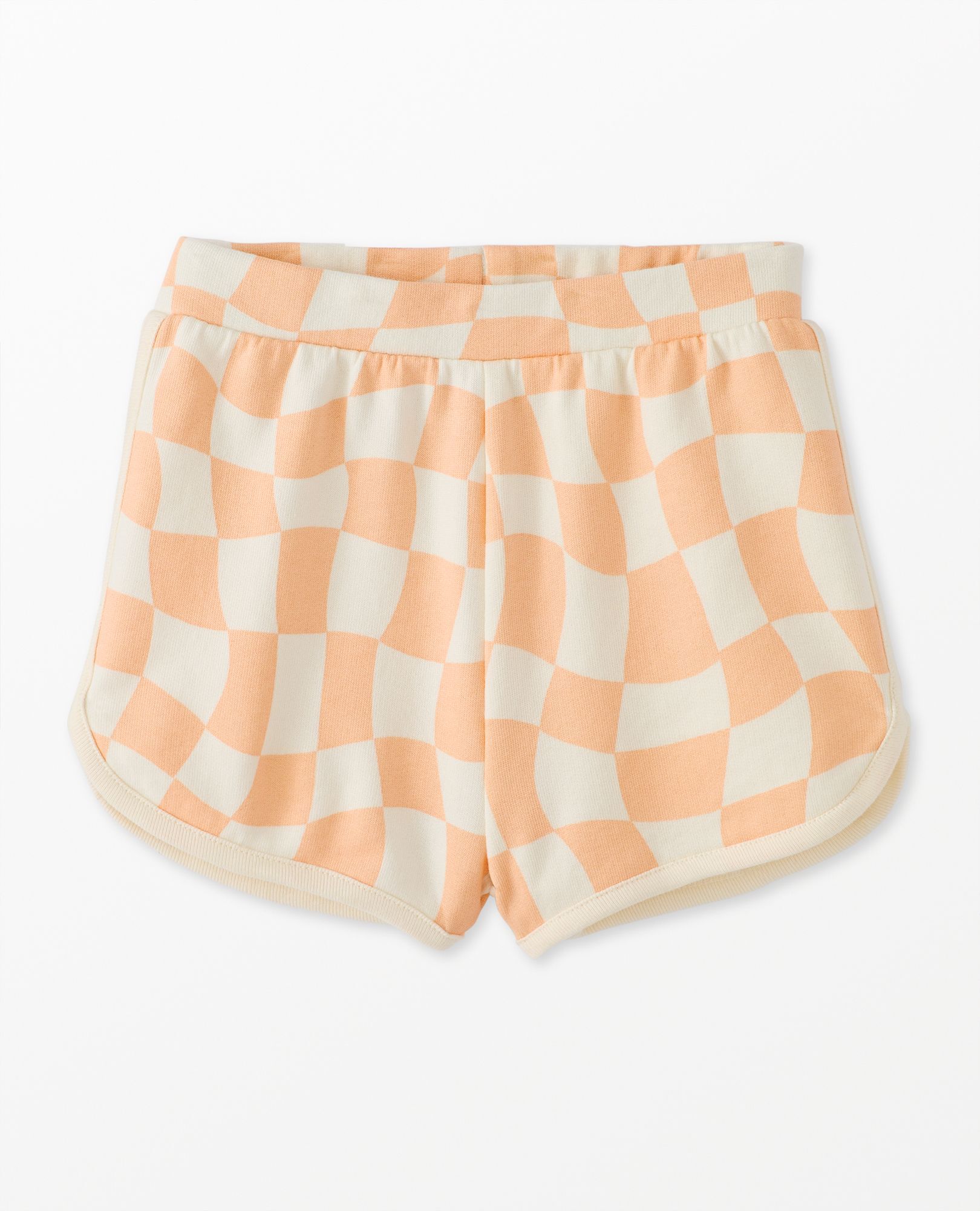 French Terry Dolphin Vent Shorts in Pink Wavy Check - main