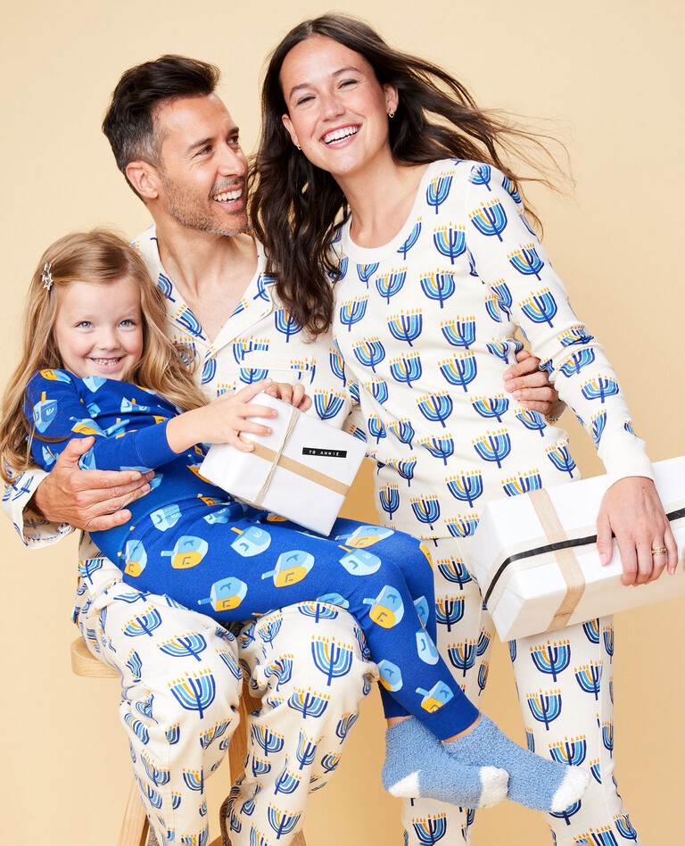 Women's Holiday Print Long John Pajama Top in Hanukkah - main