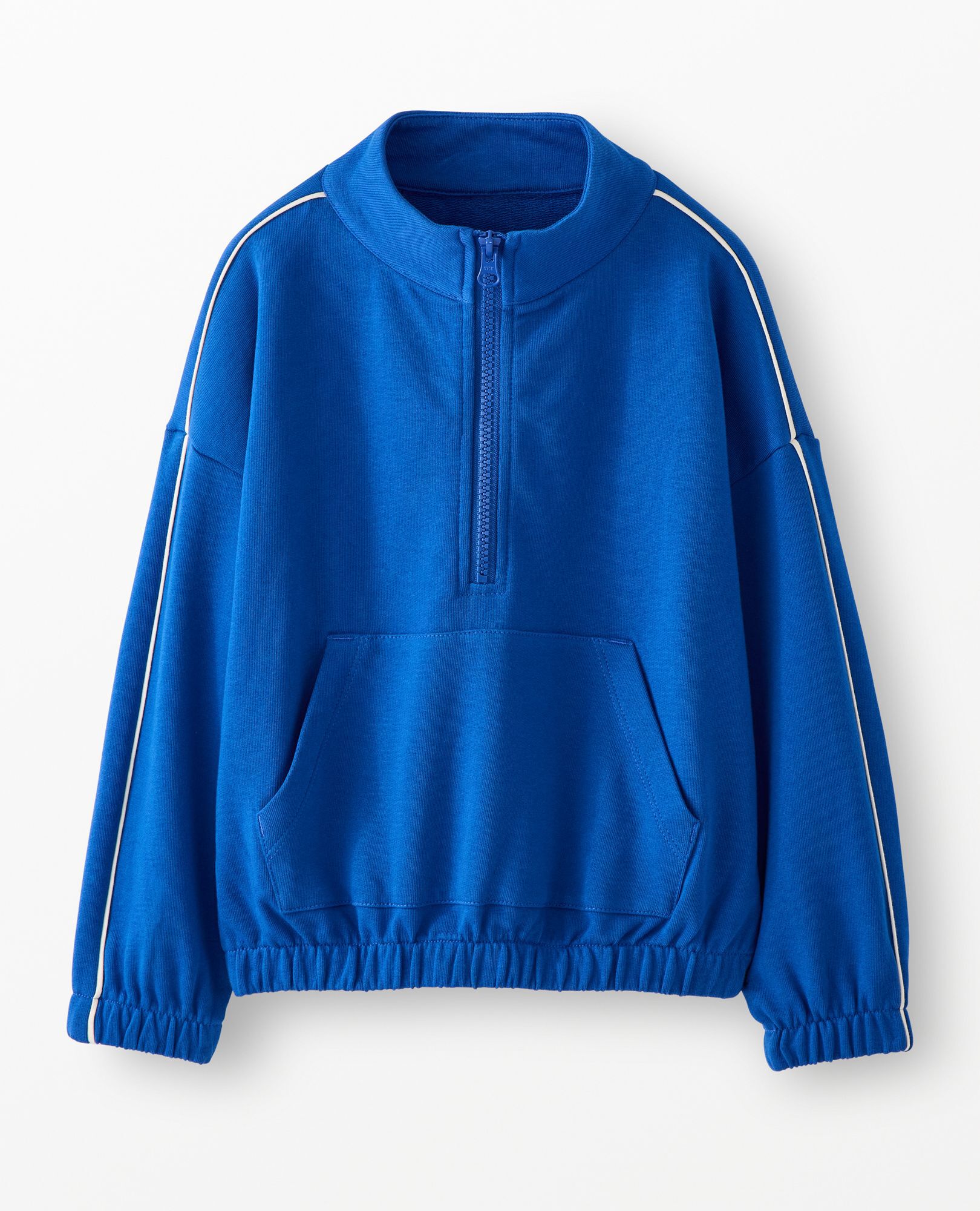 Oversized French Terry Quarter Zip Sweatshirt in Happy Blue - main