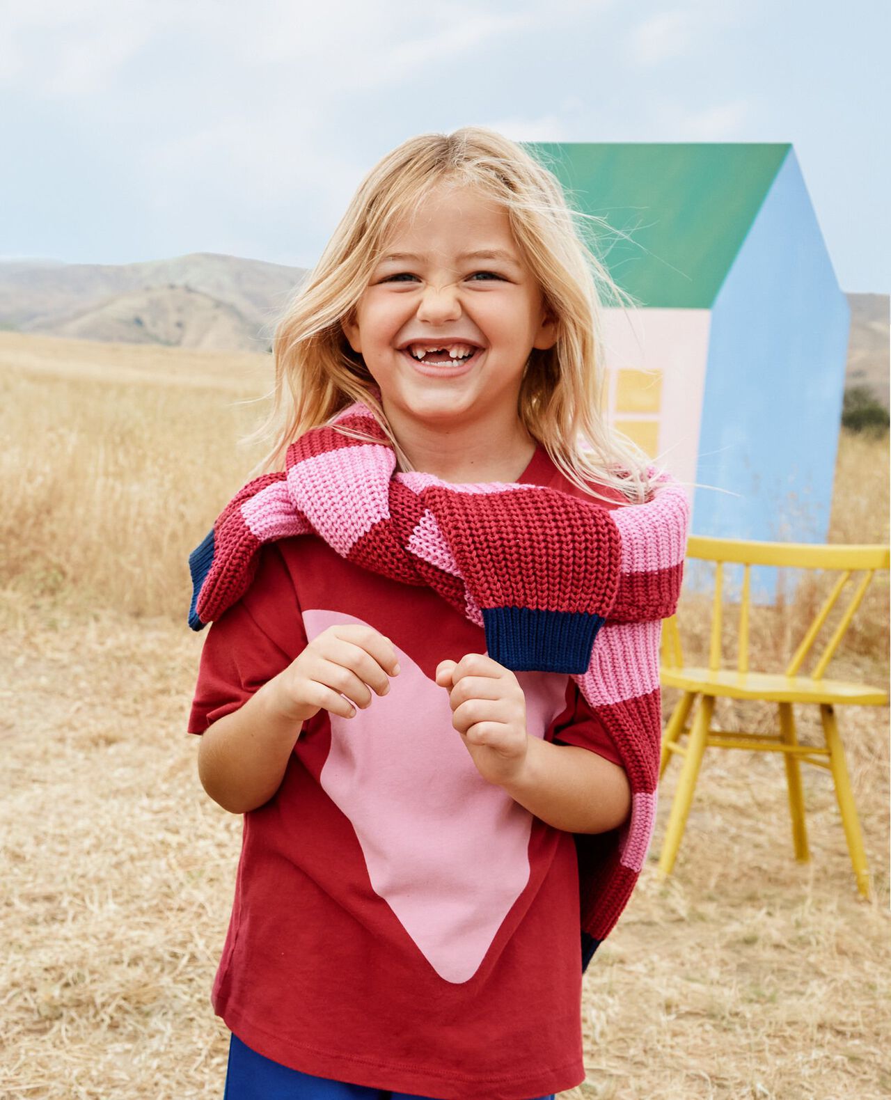 Relaxed Fit Graphic T-Shirt in Heart on Raspberry - main