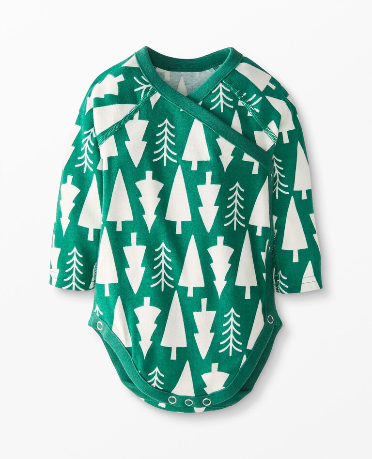 Baby Print Side Snap Bodysuit In Organic Cotton in Winter Green - main