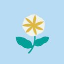 Skater Dress with Pockets in Spring Flower on Light Blue - swatch