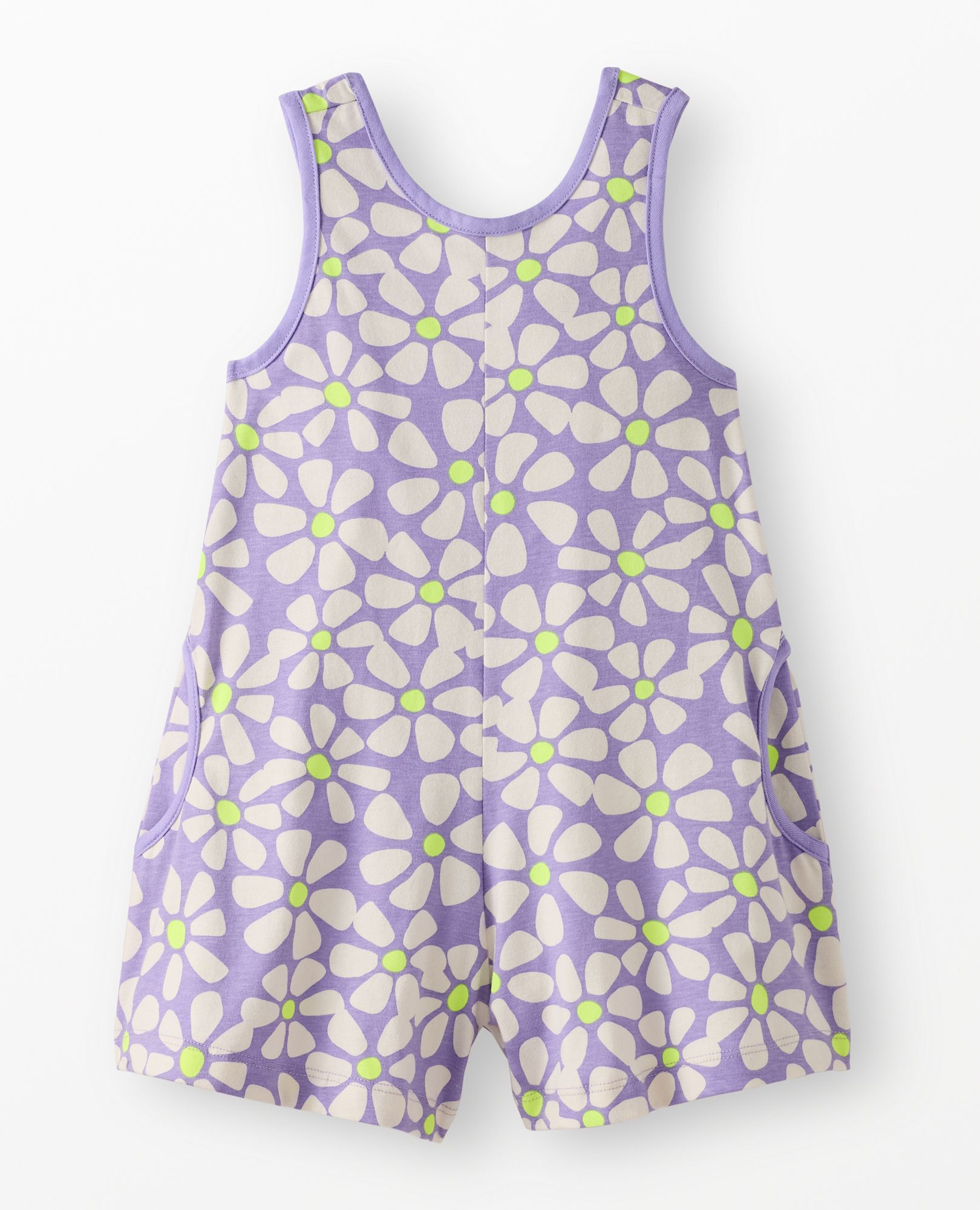 Sleeveless Romper in Ecru Floral on Purple - main