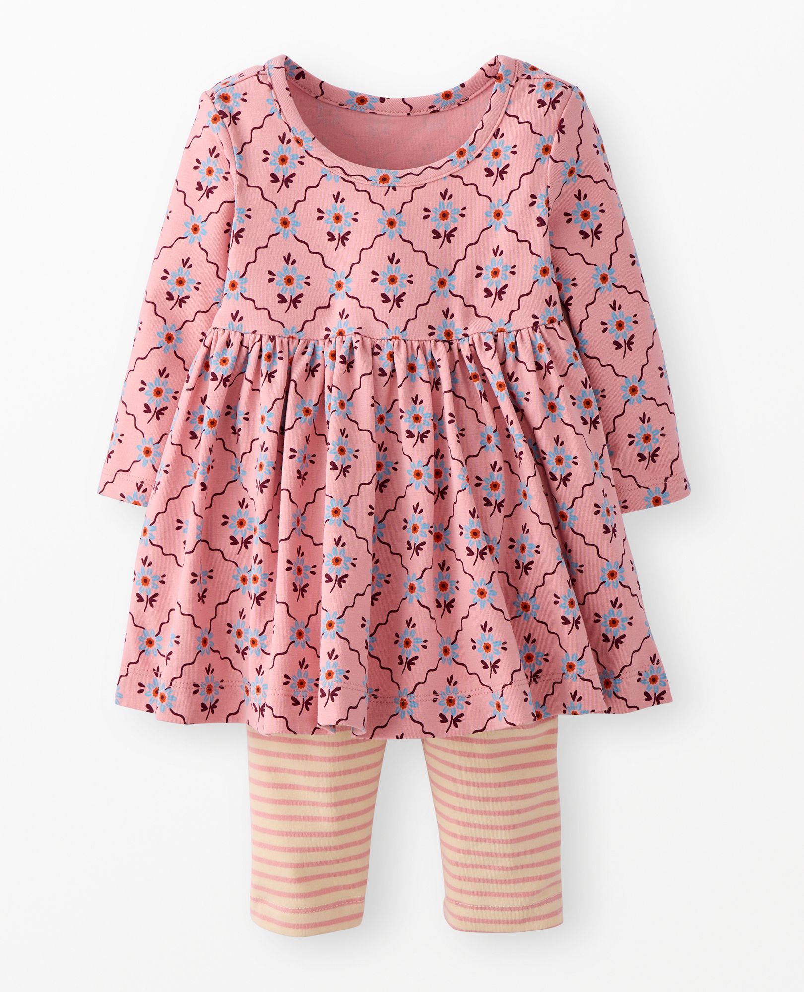 Baby Long Sleeve Skater Dress & Leggings Set in Floral Decor - main