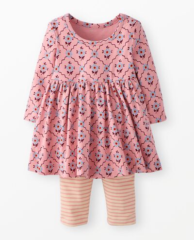 Baby Long Sleeve Skater Dress & Leggings Set in Floral Decor - main