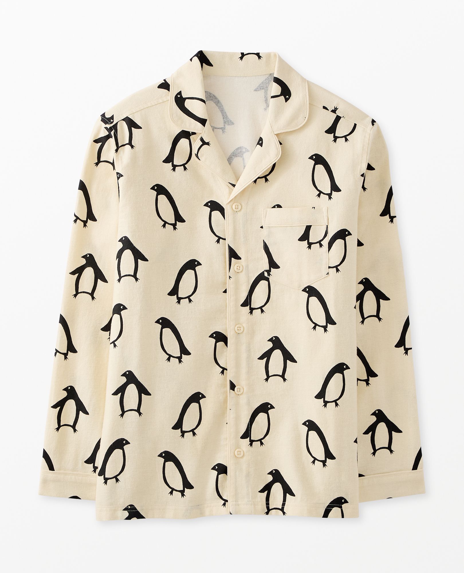 Adult Holiday Flannel Pajama Top in Squeaky the Penguin - main