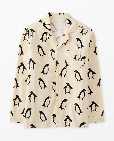 Adult Holiday Flannel Pajama Top in Squeaky the Penguin - main