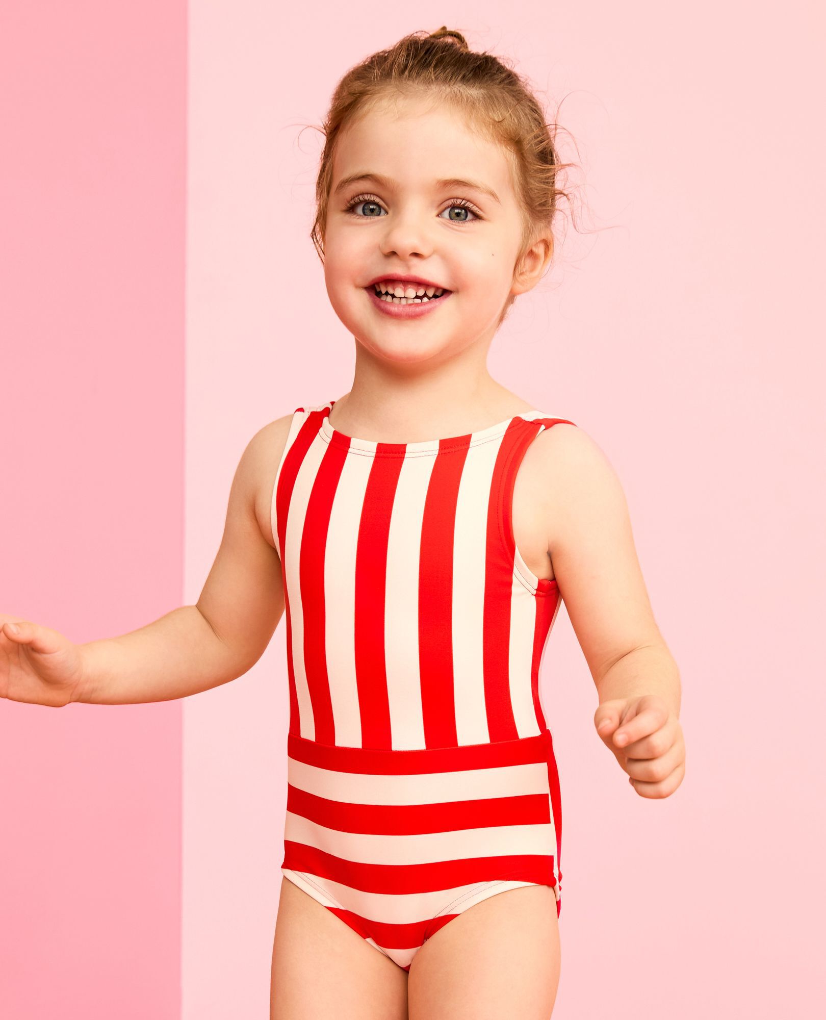 One-Piece Cherry Back Swimsuit in Tangy Red/Ecru - main