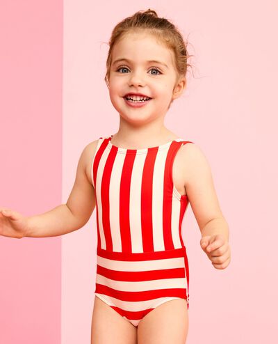 One-Piece Cherry Back Swimsuit in Tangy Red/Ecru - main