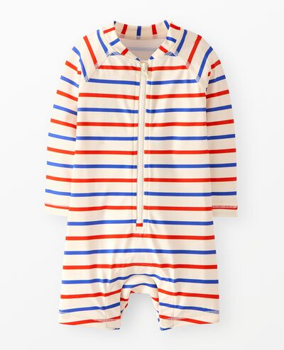 Baby Rashguard Swimsuit in RWB Stripe - main