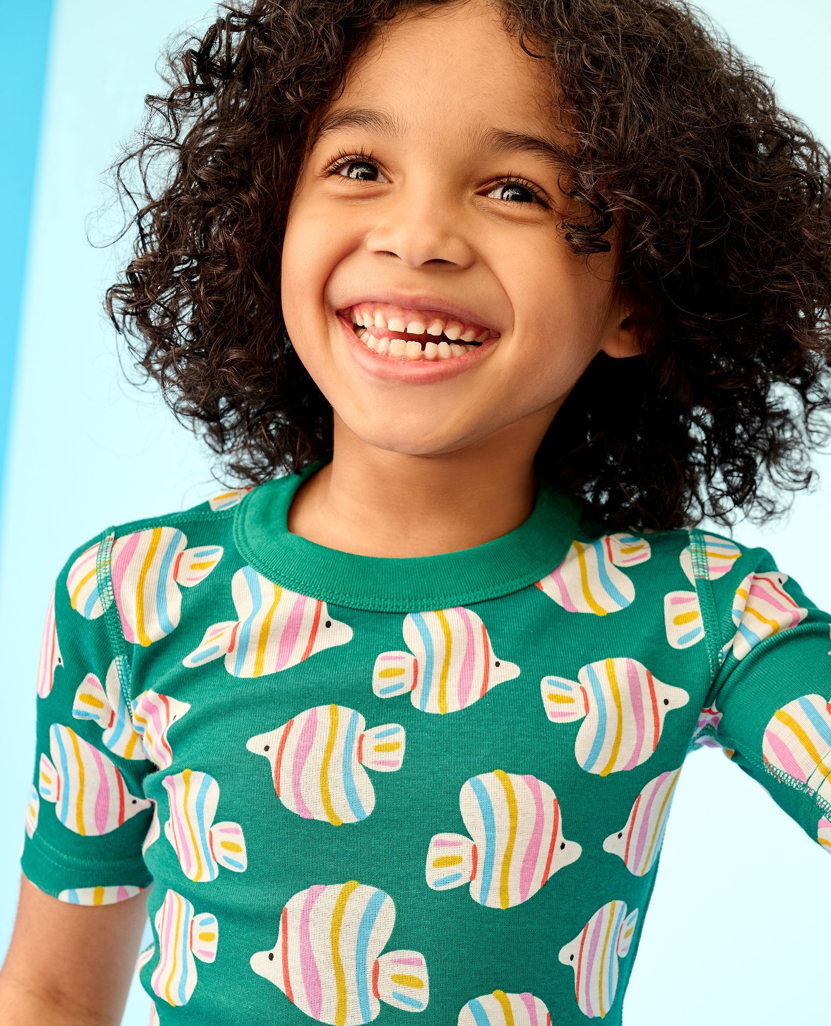 HannaJams™ Pajama Set in Rainbow Fish on Gumdrop Green - main