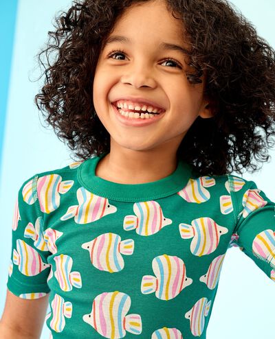 HannaJams™ Pajama Set in Rainbow Fish on Gumdrop Green - main