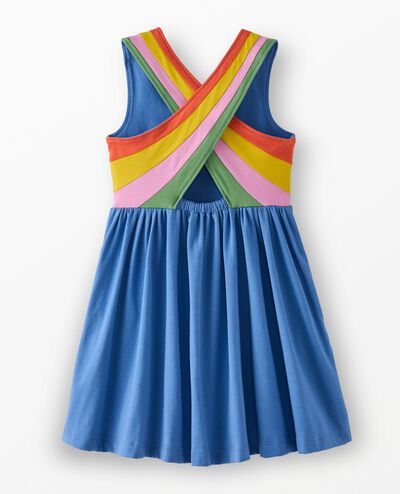 Rainbow Crossback Skater Dress with Pockets in Horizon Blue - main