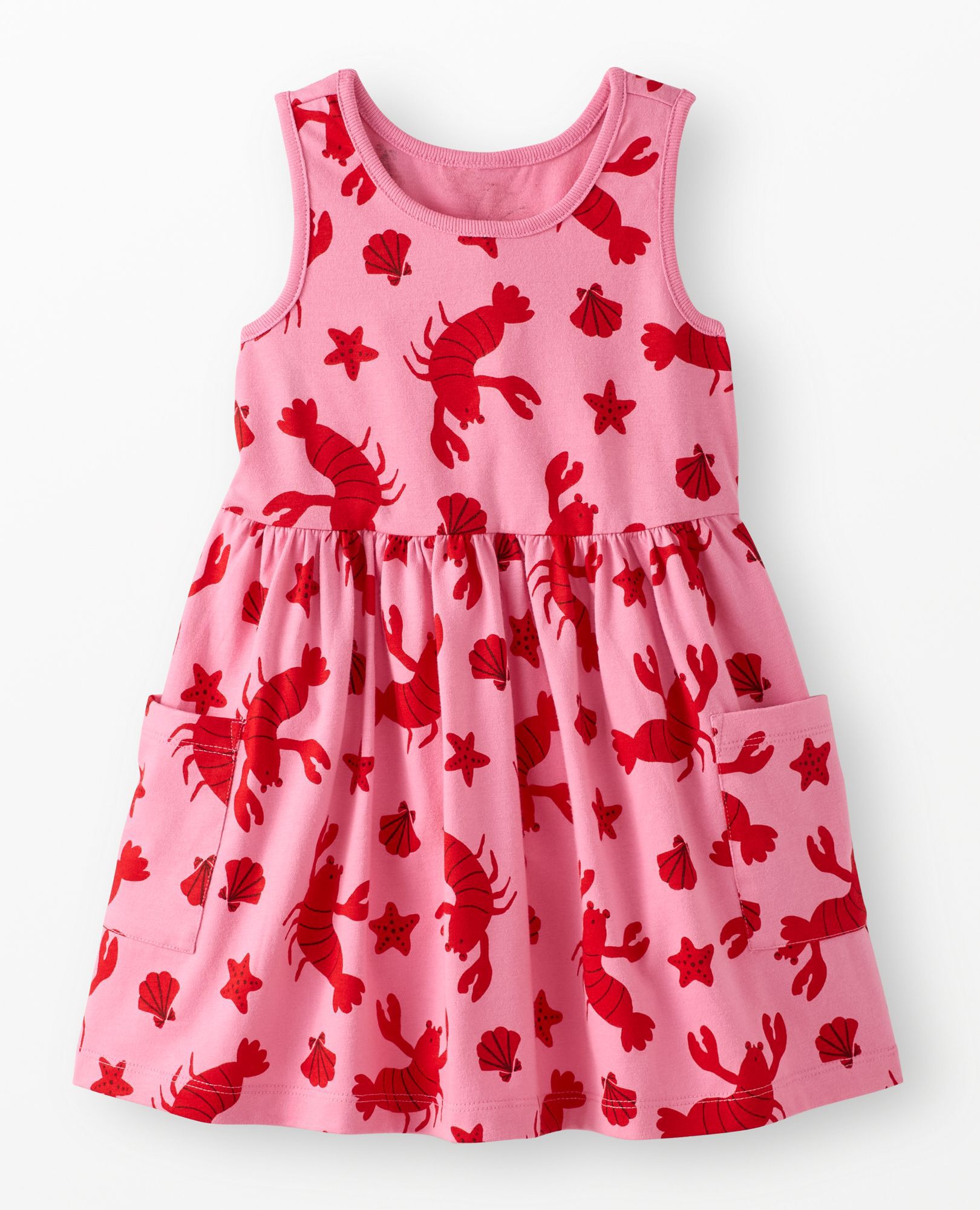 Sleeveless Playground Dress with Pockets in Lobsters on Azalea Pink - main