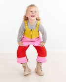 Colorblock Insulated Recycled Snow Overalls in Bubble Gum Pink/Tangy Red - main