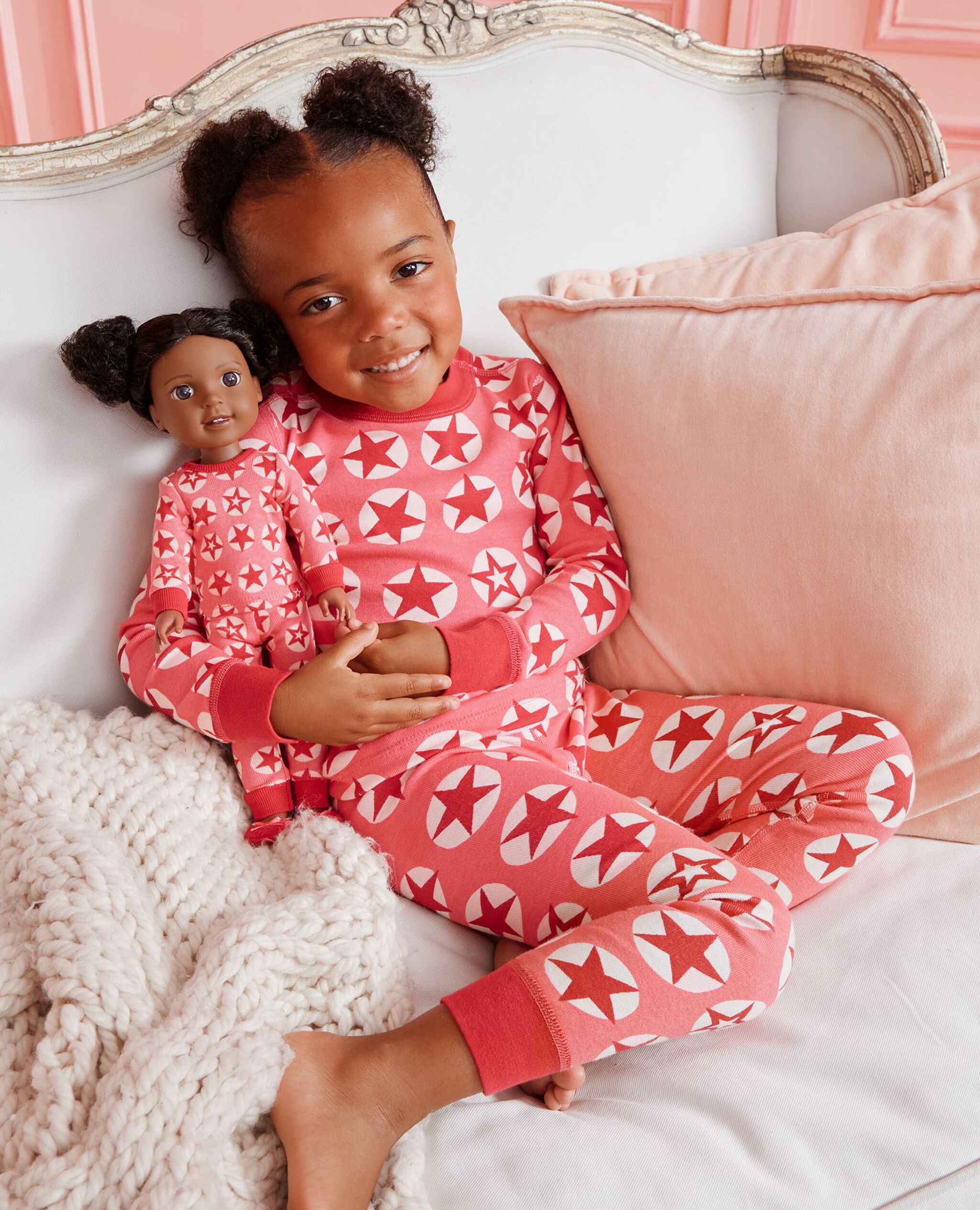 American Girl® Holiday 14.5-inch Doll Pajama Set in American Girl Berry Bright Stars - main