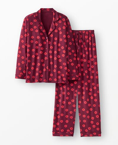 Women's Holiday Long Sleeve HannaSoft™ Pajama Set in Sugar Cookies on Red - main