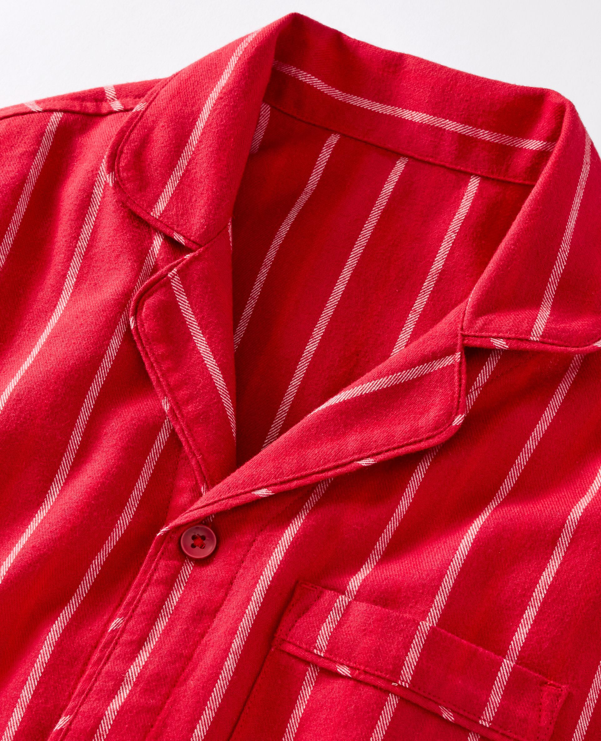 Adult Holiday Flannel Pajama Top in Holiday Red Stripes - main