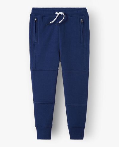 Slim Fit French Terry Double Knee Sweatpants in Navy Blue - main