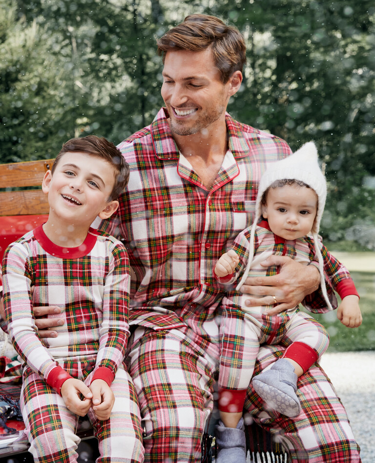 Holiday Plaid Matching Family Pajama Set in  - main
