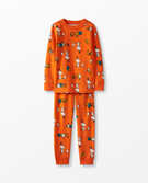 Peanuts Long John Pajamas In Organic Cotton in Snoopy Orange - main