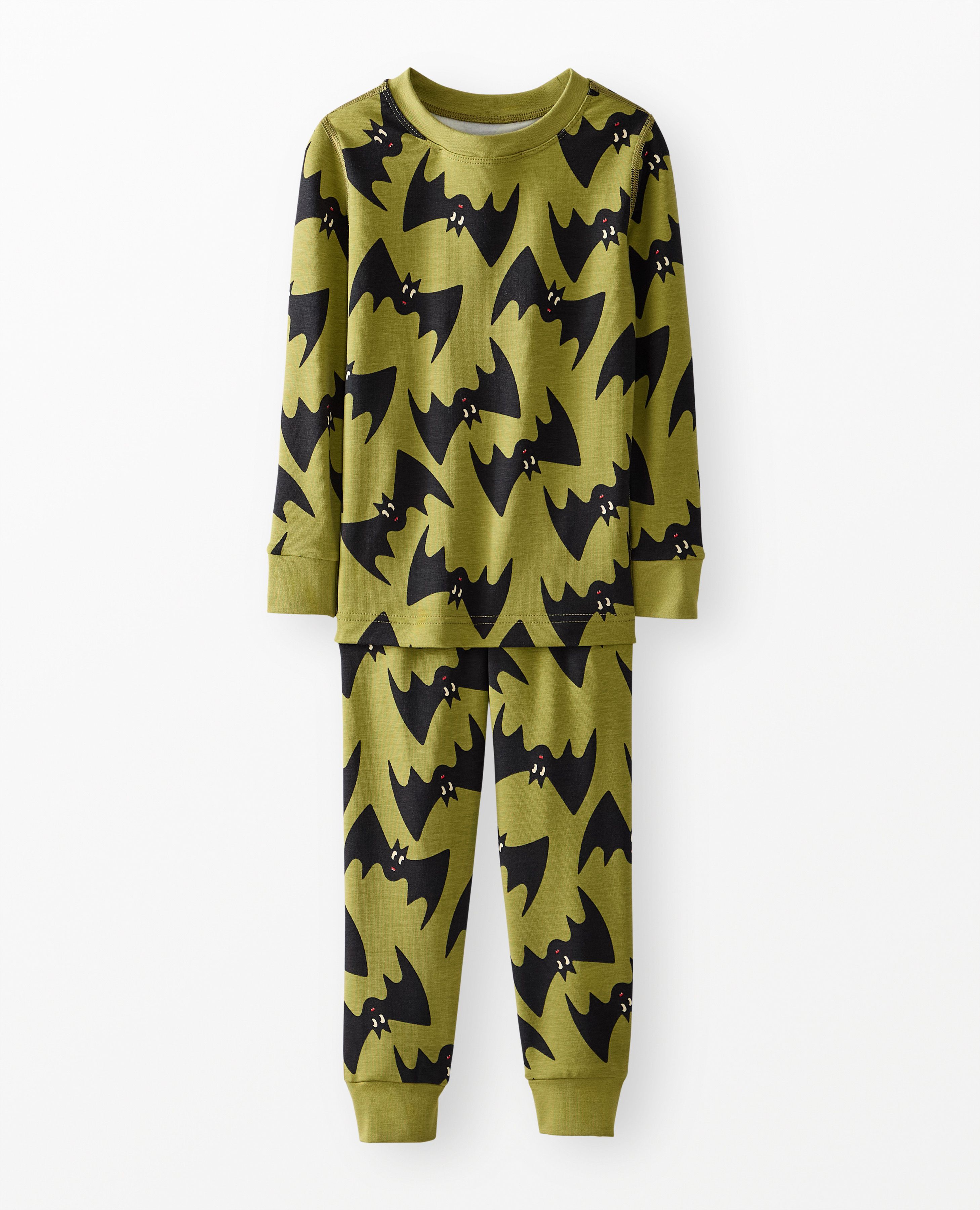 Halloween HannaSoft™ Stretch Pajama Set in Batty on Moss Green - main