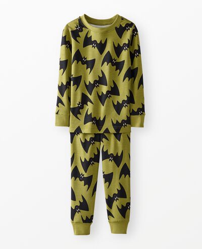 Halloween HannaSoft™ Stretch Pajama Set in Batty on Moss Green - main