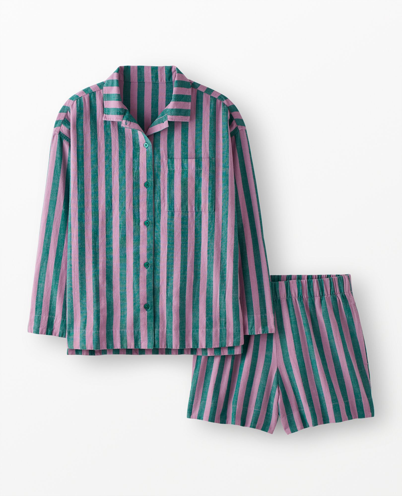 Women's Long Sleeve Linen Pajama Set in Gumdrop Green/lavender - main