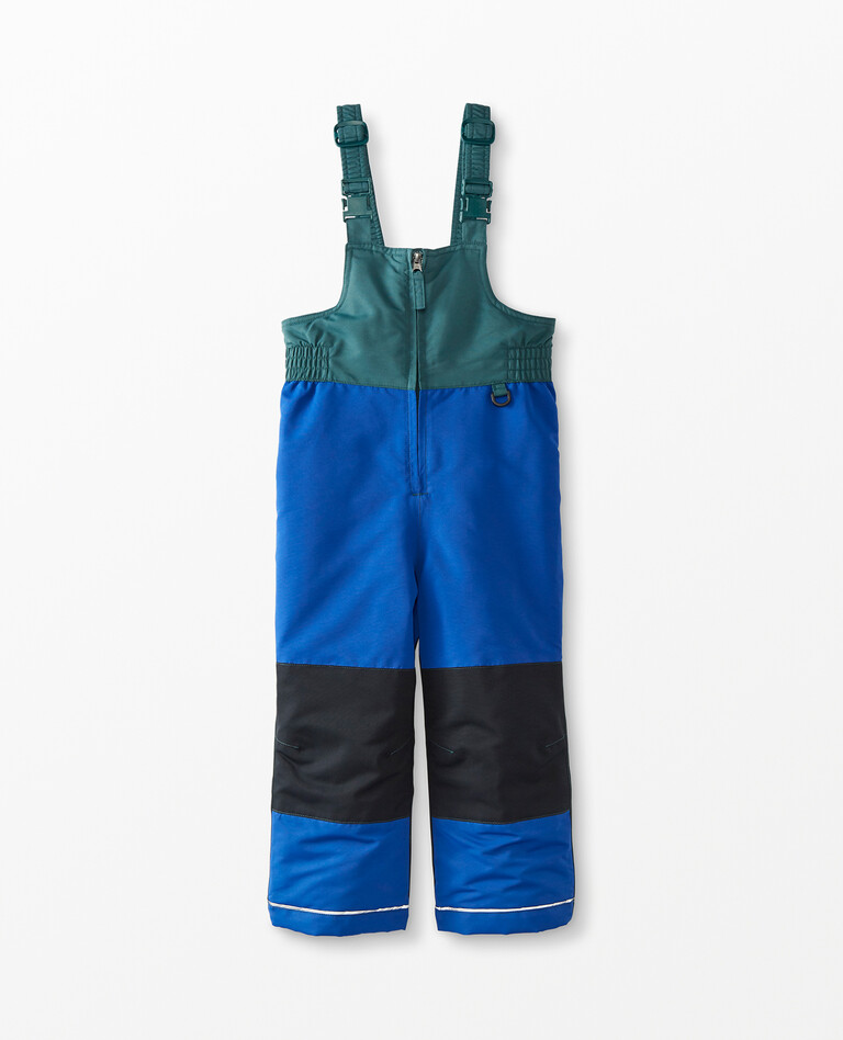 Colorblock Insulated Recycled Snow Overalls in Juniper/Deep Blue Sea - main