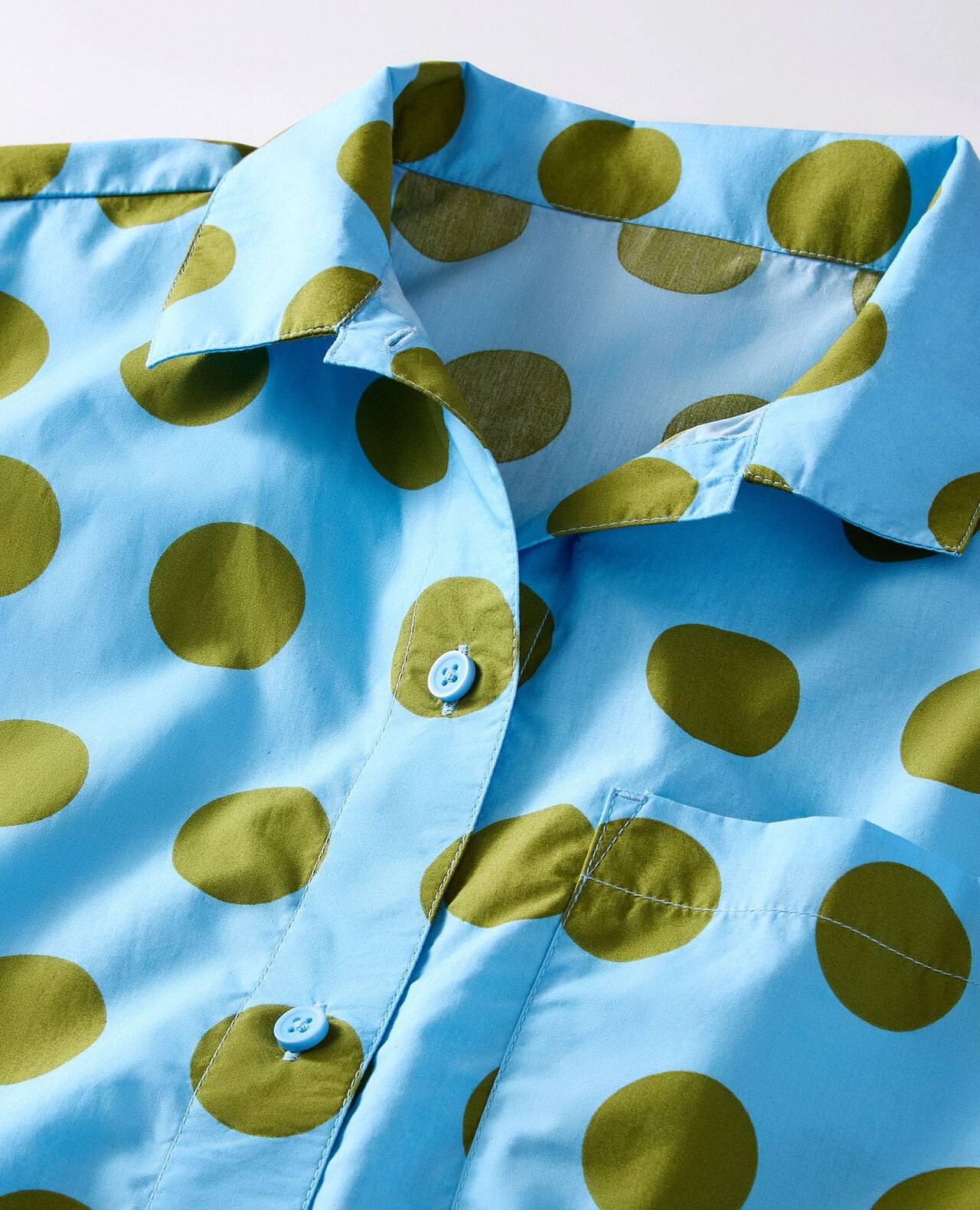 Women's Dusen Dusen Long Sleeve Poplin Pajama Set in Alaskan Blue/Golden Cypress Dots - main