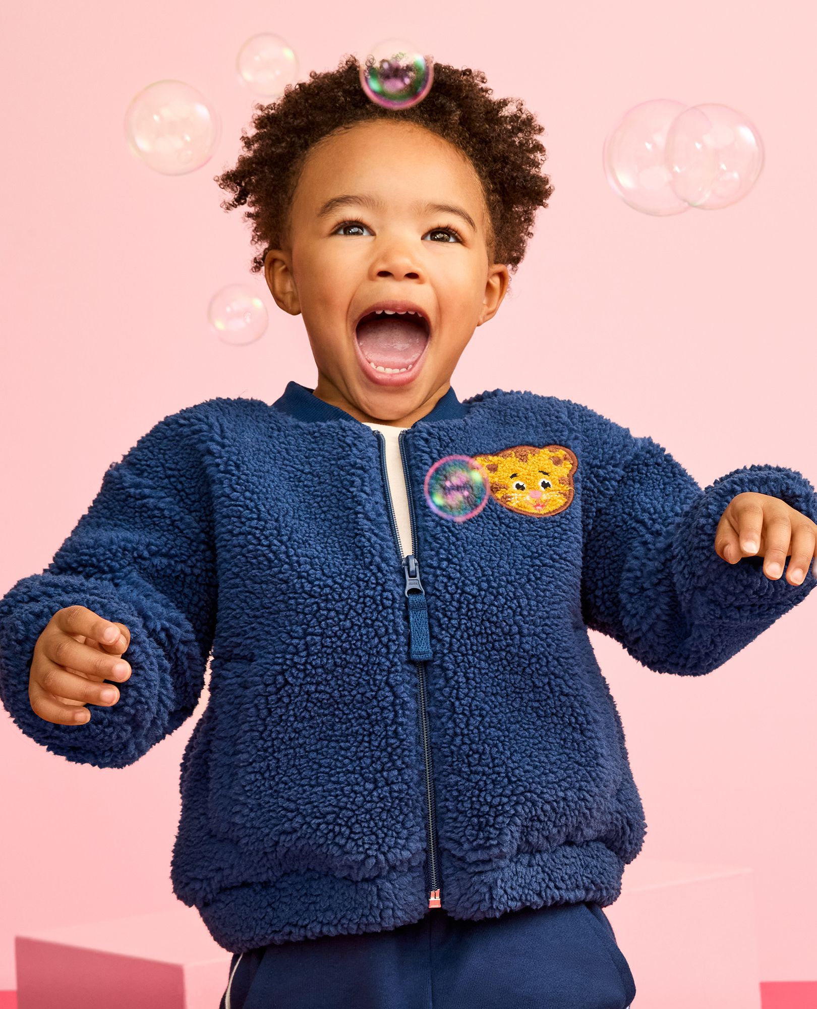 Daniel Tiger Faux Shearling Bomber Jacket in Navy Daniel Tiger - main