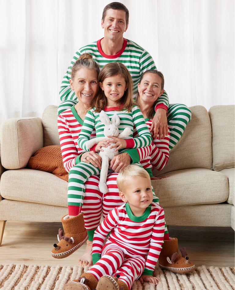 Red & Green Stripe Matching Family Pajamas​ in  - main
