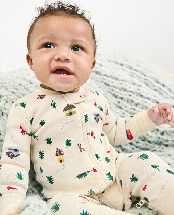 Baby Holiday 2-Way Zip Sleeper Pajamas in Woodland Gnome - 100% Cotton - Size 3-6 mos by Hanna Andersson