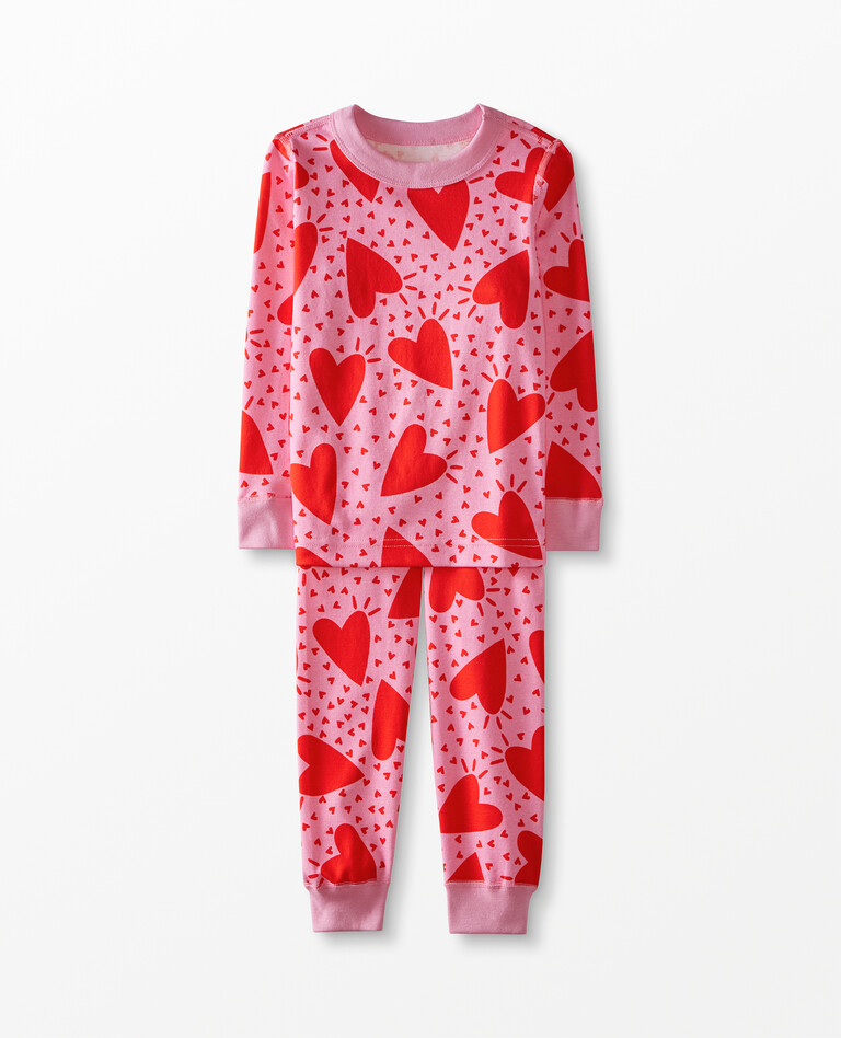 Long John Pajamas In Organic Cotton in Full Hearts - main