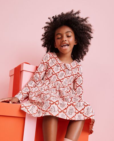 Disney Princess Holiday Long Sleeve Collared Skater Dress with Pockets in Princess Bows - Pink - main