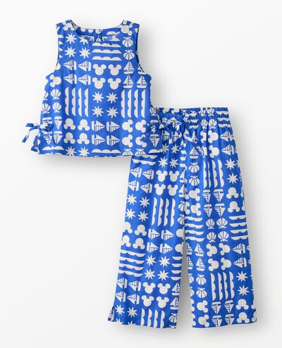 Disney Mickey Mouse Sleeveless Poplin Top & Wide Leg Pants Set in Mickey Mouse Sail Patchwork Blue - main