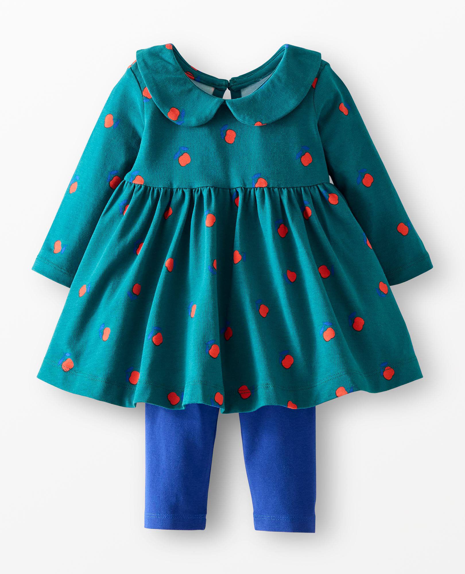 Baby Long Sleeve Skater Dress & Leggings Set in Apples on Everglade - main