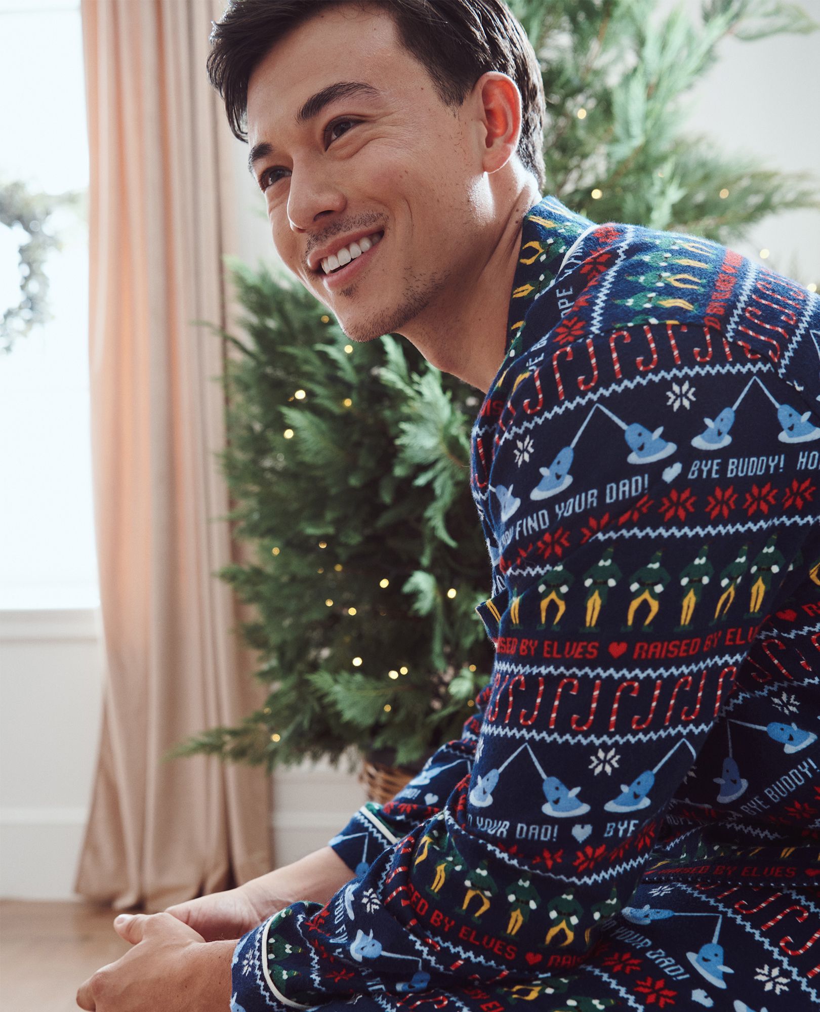 Adult Warner Bros Discovery Elf Flannel Pajama Top