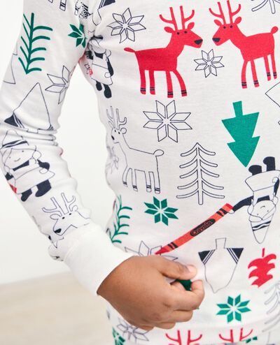 Kids Crayola® Color Your Dreams Holiday Long John Pajama Set in Crayola Color-in Holiday - main