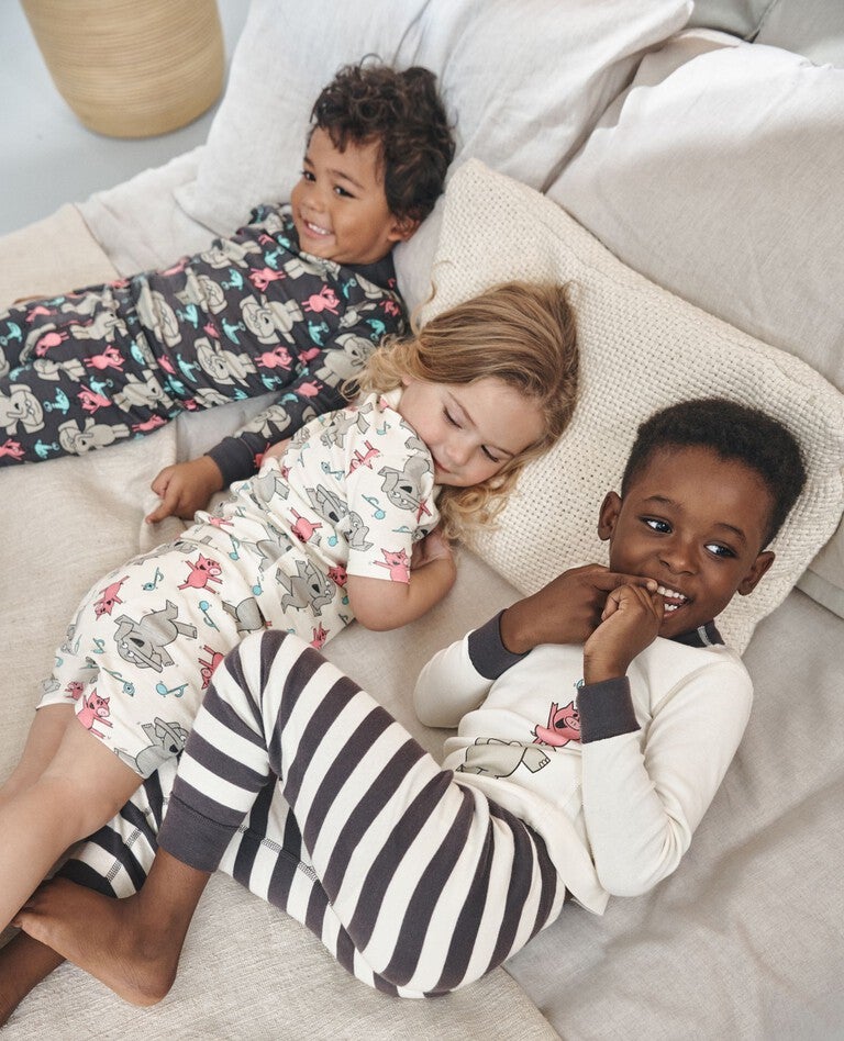 Kids Elephant & Piggie Long John Pajama Set in Hidden Pigeon - Multi-Character - main